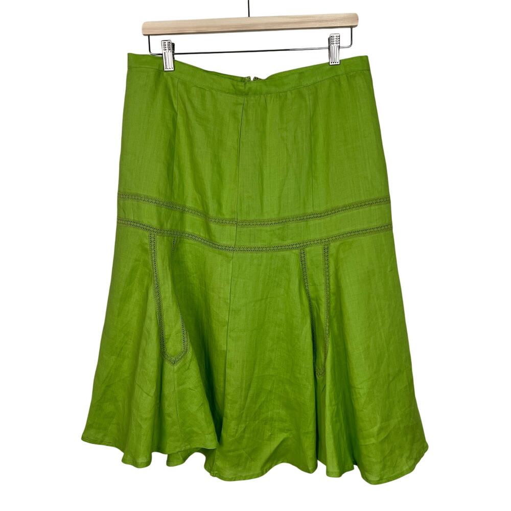 Lino USA Women's Size Large Lime Green‎ Linen Lace Detail Boho Skirt NWT